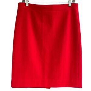 J Crew RED LINED WOOL PENCIL SKIRT Women's Size 8 OFFICE ACADEMIA HOLIDAY EUC